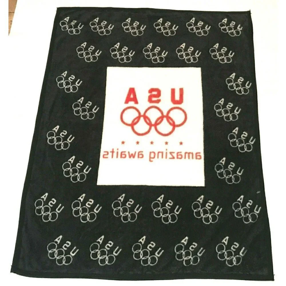 Northwest Fleece Olympic Stadium Throw Blanket Rings USA Amazing Awaits